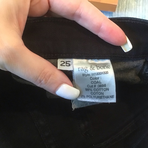 Rag & Bone Jeans Denim Black Coal Stiletto Boot Cut Cropped Raw Hem 25 - Picture 6 of 6